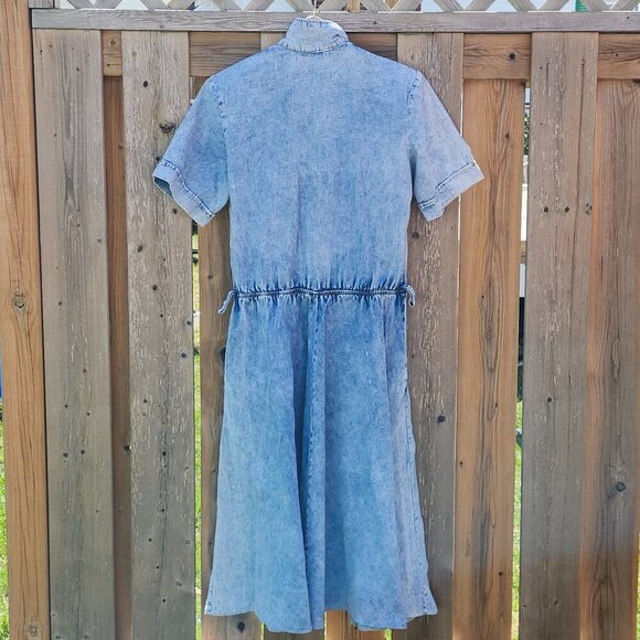 ROMANTIC DENIM DRESS Women's Size 8 TWO ROADS Stone Wash Full Length Denim Dress - Picture 5 of 5
